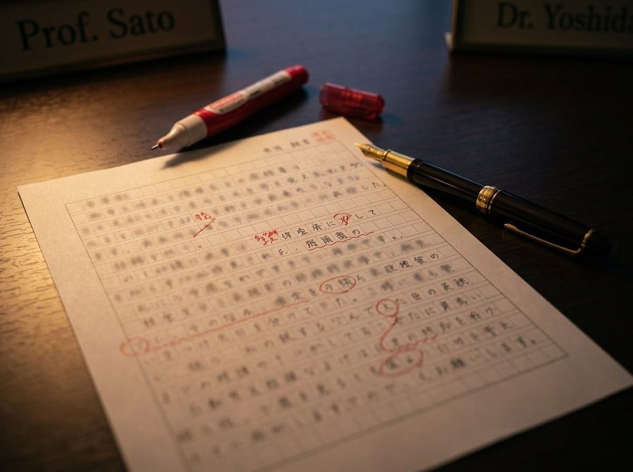 赤ペンで添削された志望理由書